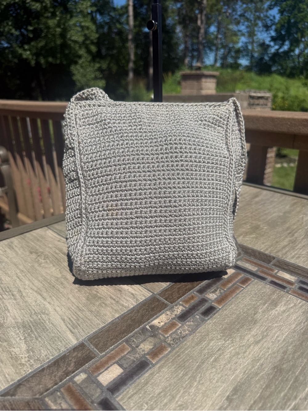 EUC The Sak Light Gray Crochet Crossbody Bag - Picture 4 of 11